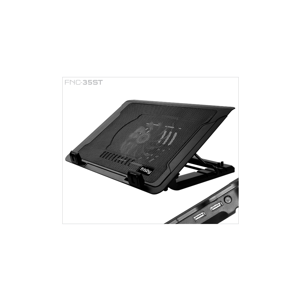 FRISBY FNC-35ST 14cm Fan, 10&quot;-17&quot; Notebook Soğutucu, 5 Kademeli Stand, Mavi Ledli (Siyah)