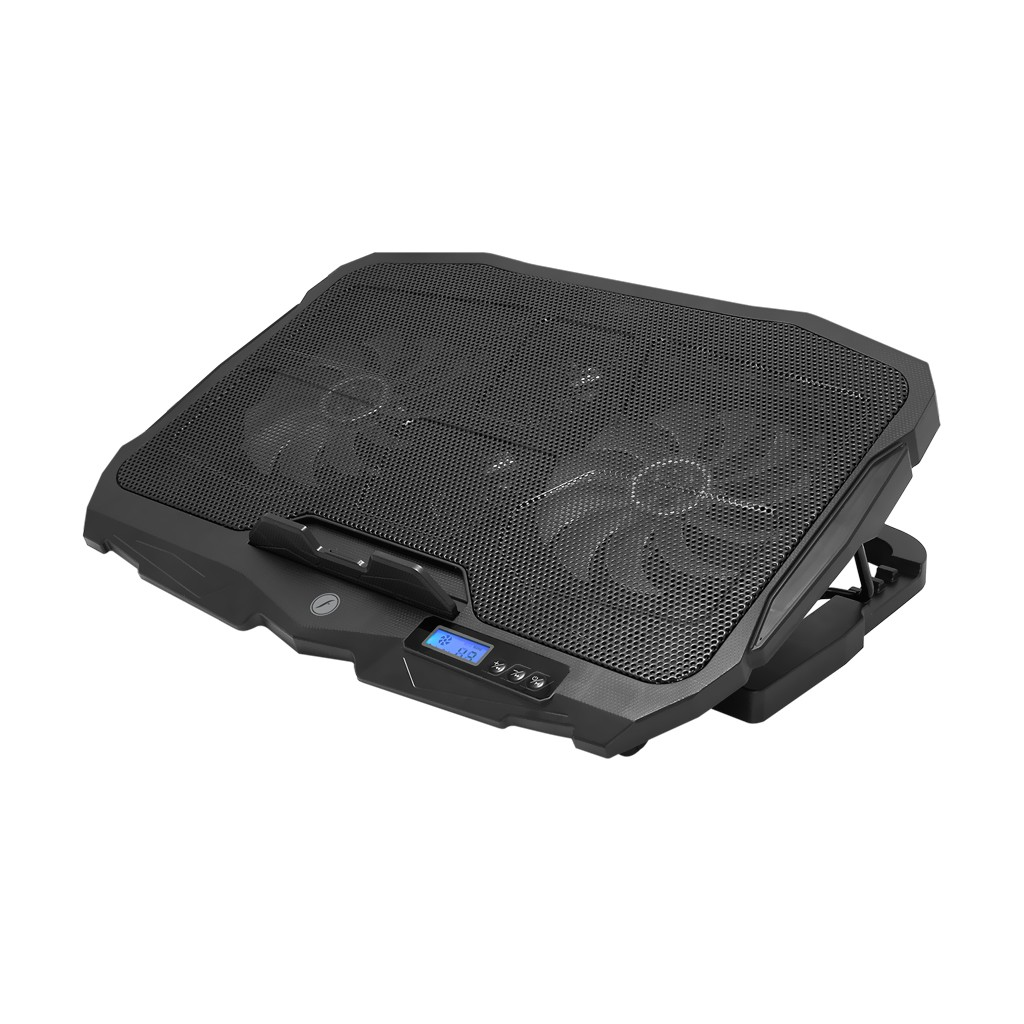 FRISBY FNC-5230ST (2x12,5cm 2x7cm) 4 Fan, 10&quot;-17&quot; Notebook Soğutucu, 5 Kademeli Stand, 3 Farklı Program, Ayarlanabilir Hız, Mavi Ledli (Siyah)