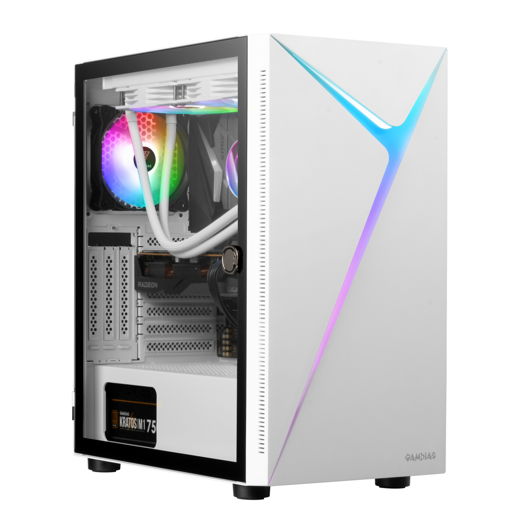 GAMDIAS ARGUS E4 Elite WH, 600W, Tempered Glass, ARGB, ATX, 80+ Bronze, White Edition, GAMING KASA