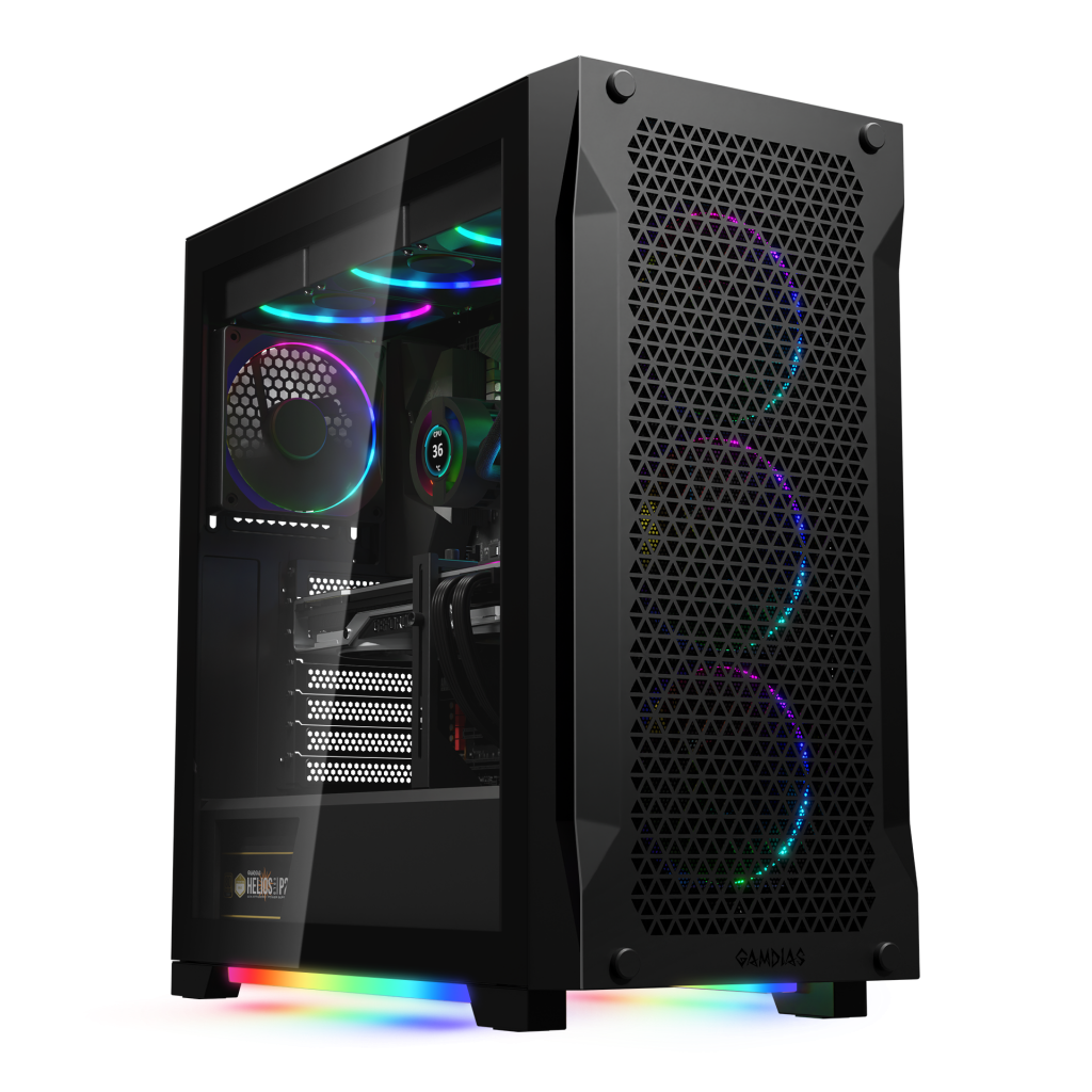 GAMDIAS ATHENA P1, 750W, Tempered Glass, Type-C Çıkışlı, Mesh, Black Edition, ARGB, 80+ Bronze, ATX, GAMING KASA