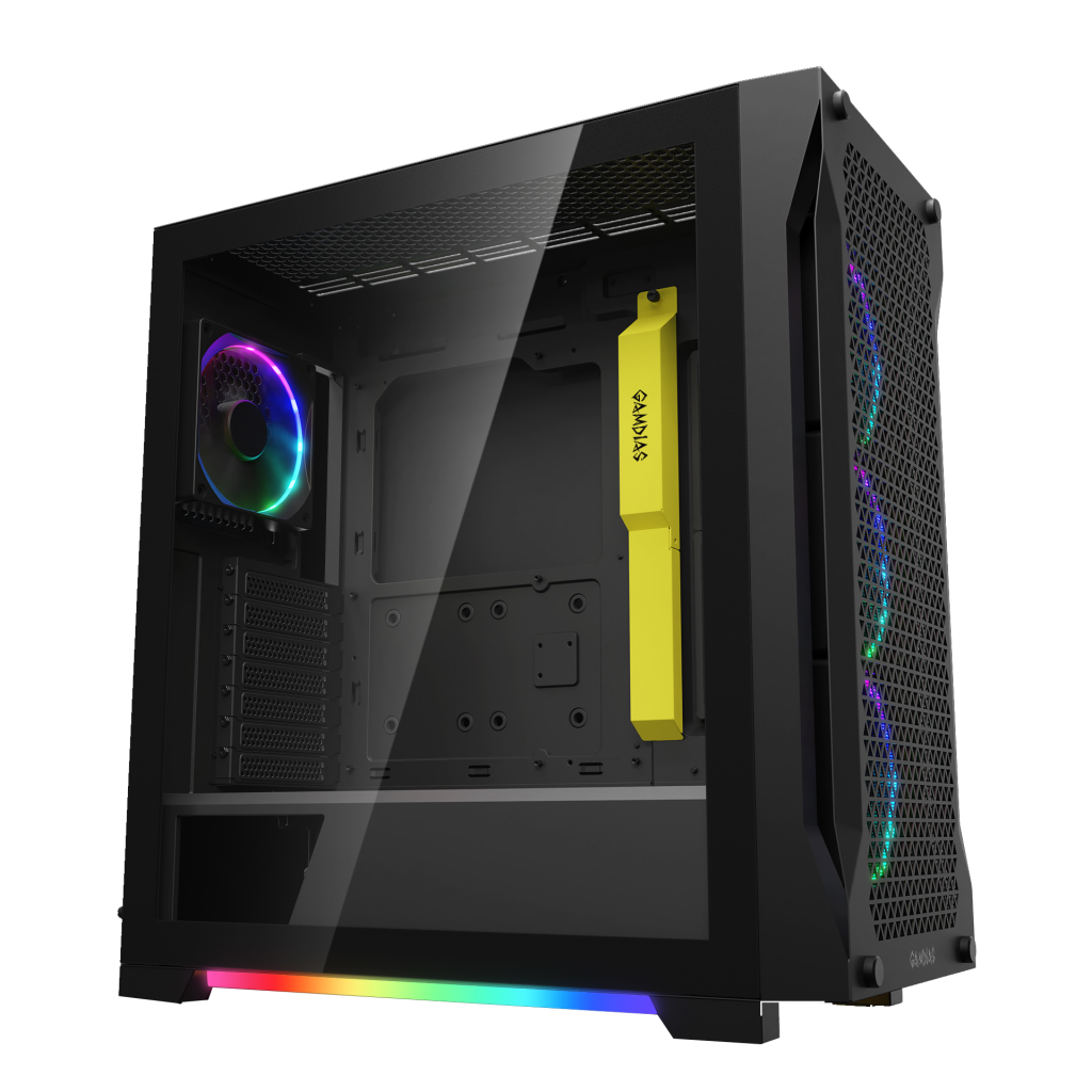 GAMDIAS ATHENA P1, 750W, Tempered Glass, Type-C Çıkışlı, Mesh, Black Edition, ARGB, 80+ Bronze, ATX, GAMING KASA