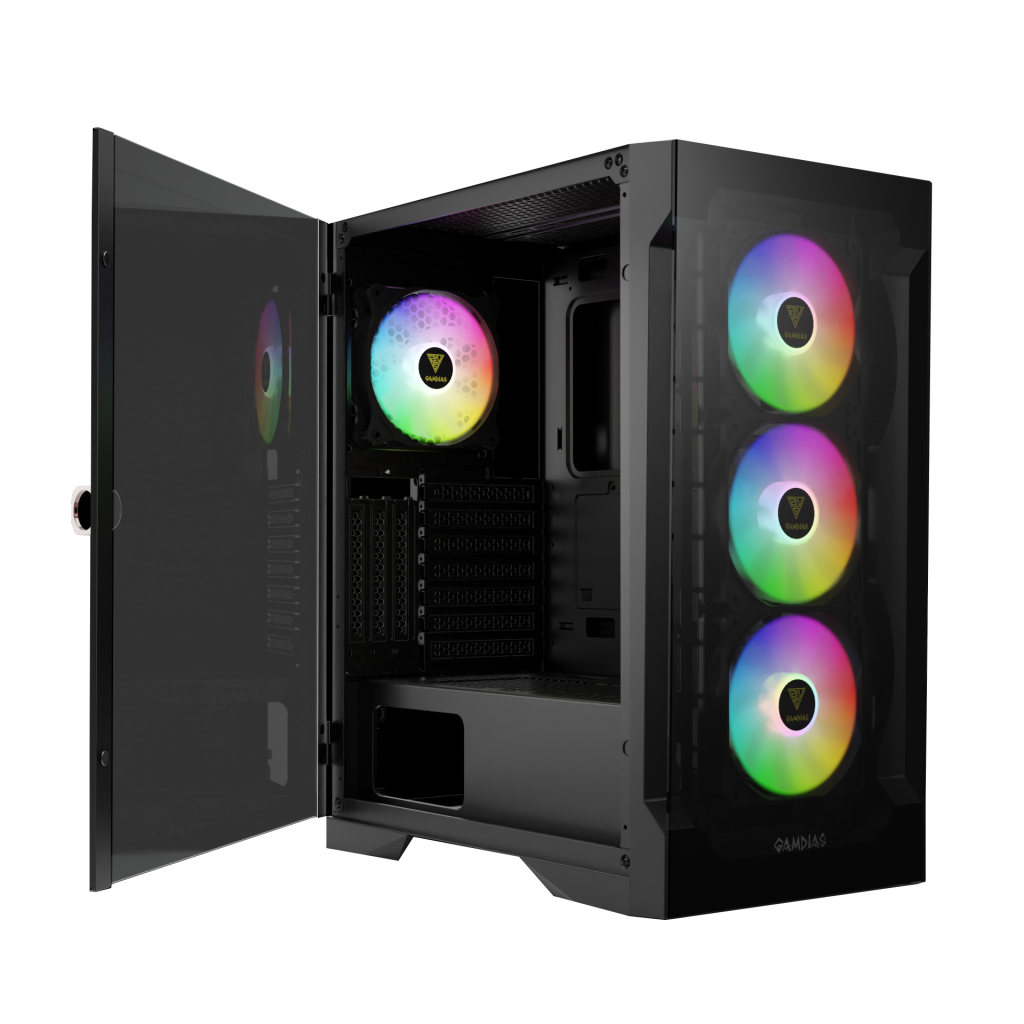 GAMDIAS TALOS E2 Elite, 850W, 80+ Bronze, Tempered Glass, ARGB, ATX GAMING KASA