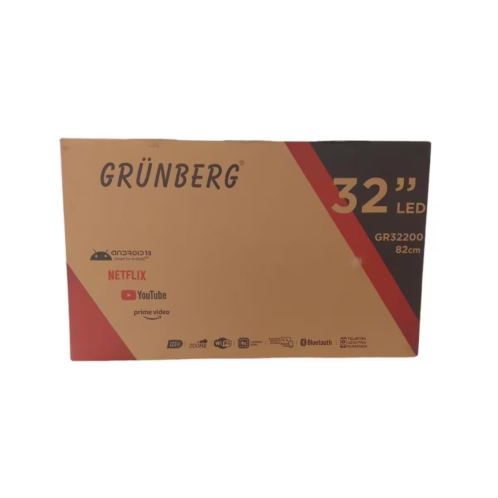 GRÜNBERG GR32200, 32&quot; 82cm, HD Ready, Dahili Wi-Fi, Dahili Uydu Alıcılı, Android Led Televizyon