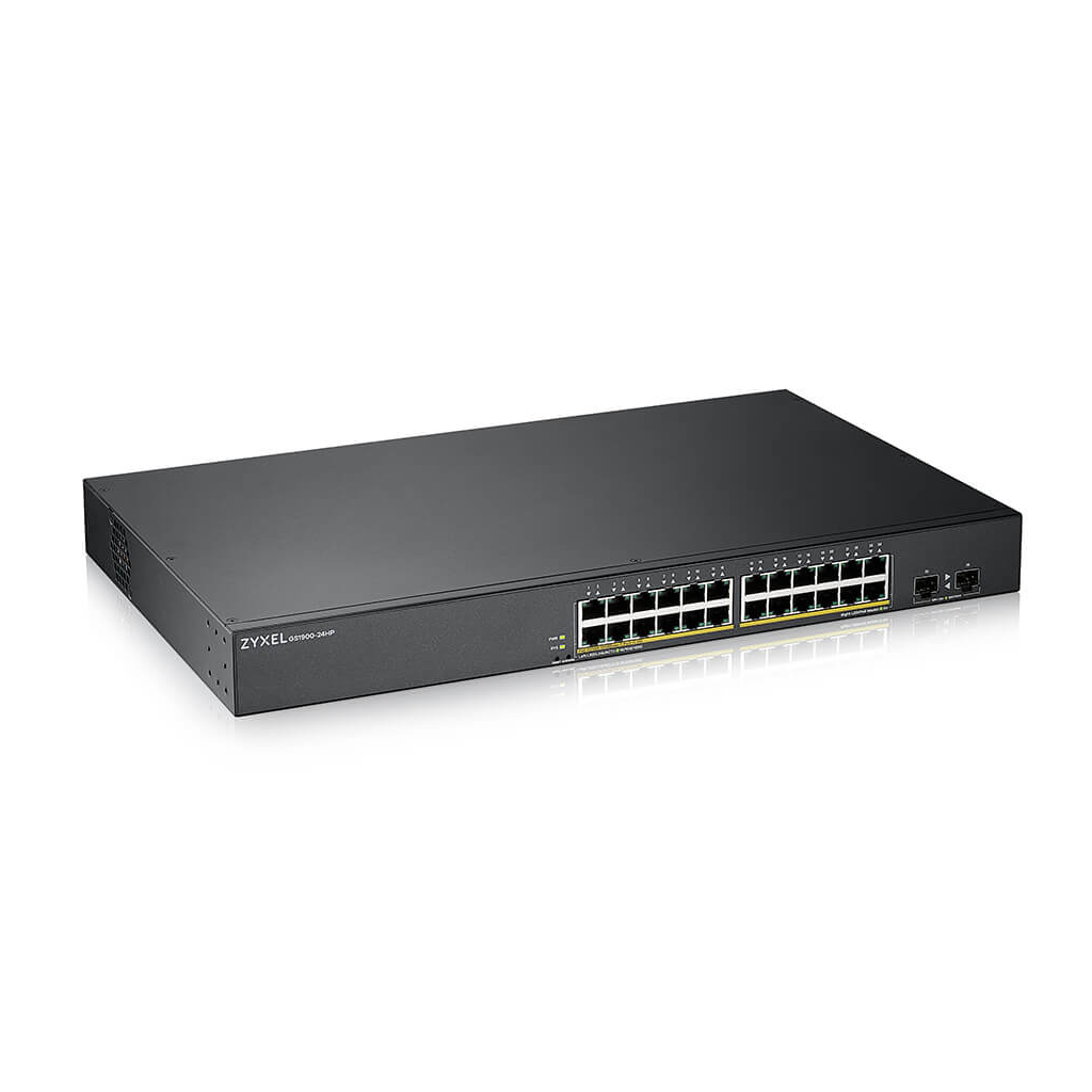 ZyXEL GS1900-24HP V2, 24 Port, GigaBit, 24 Port PoE 170W, +2Port GigaBit SFP, Yönetilebilir, Rackmount Switch