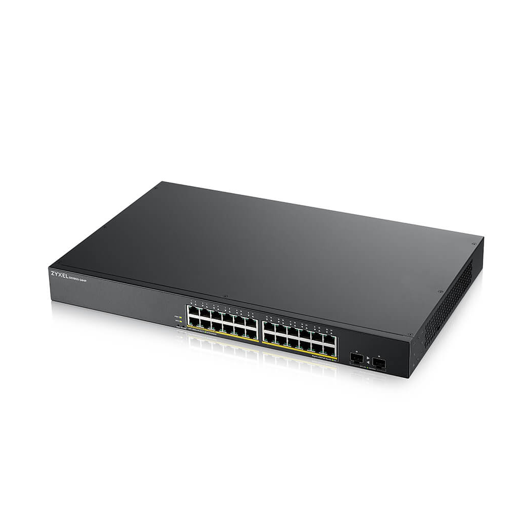 ZyXEL GS1900-24HP V2, 24 Port, GigaBit, 24 Port PoE 170W, +2Port GigaBit SFP, Yönetilebilir, Rackmount Switch