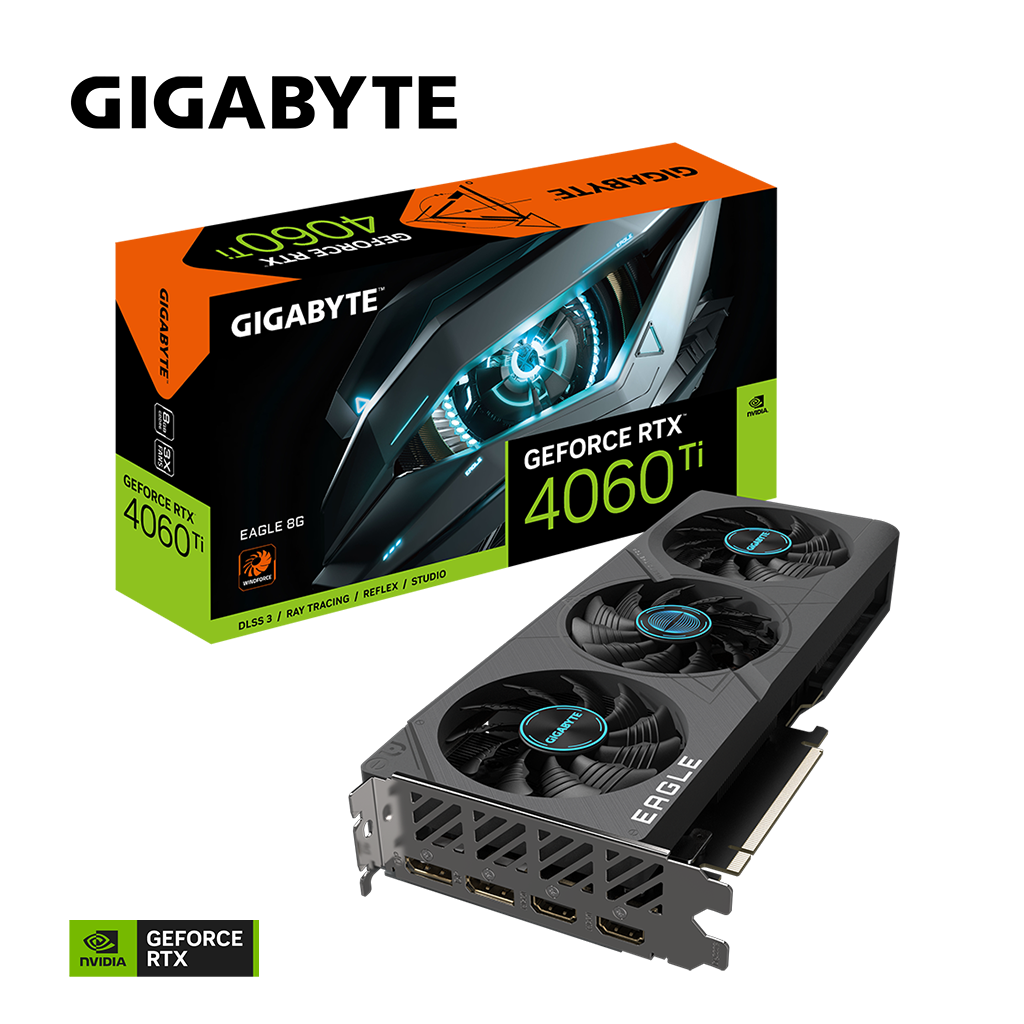 GIGABYTE GV-N406TEAGLE-8GD, RTX4060TI EAGLE, 8Gb, GDDR6, 128BIT, 3xFAN, 2xHDMI, 2xDP, GAMING Ekran KARTI