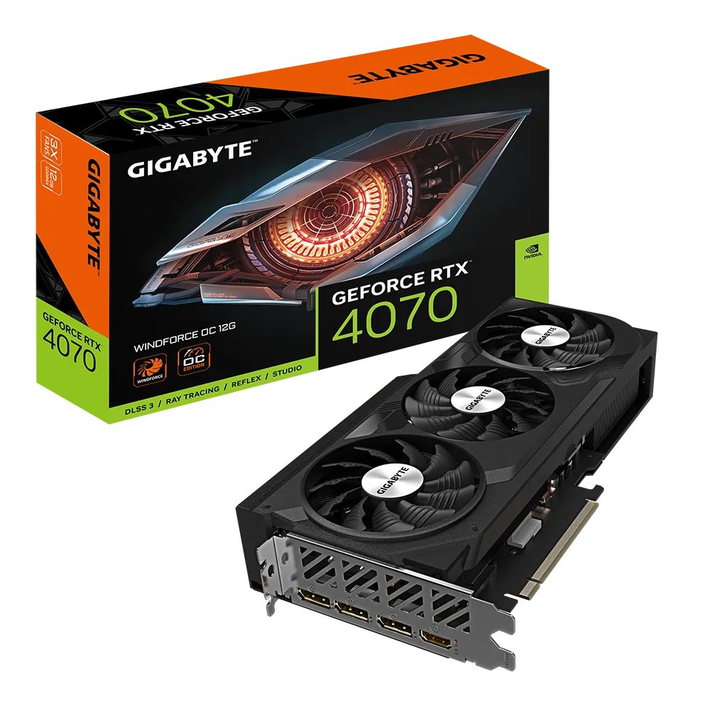 GIGABYTE GV-N4070WF3OC-12GD, Rev.1.1, RTX4070  WINDFORCE OC,12Gb, GDDR6, 192BIT, 3xFAN, 1xHDMI, 3xDP, GAMING Ekran KARTI