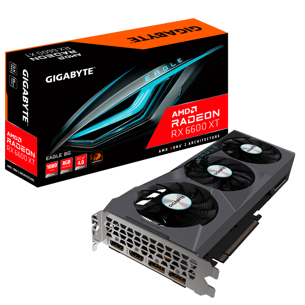 GIGABYTE GV-R66XTEAGLE-8GD, RX6600XT EAGLE 8GB GDDR6, 128BIT, 3xFAN, 2xDP, 2xHDMI, GAMING Ekran Kartı