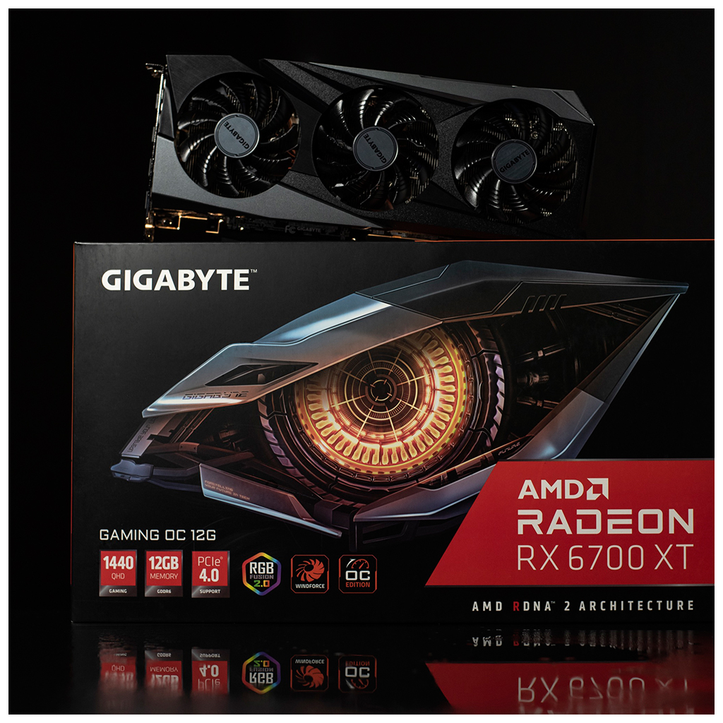 GIGABYTE GV-R67XTGAMING OC-12GD RX6700XT GAMING OC 12GB GDDR6, 192BIT, 3xFAN, 2xDP, 2xHDMI, RGB, Ekran Kartı