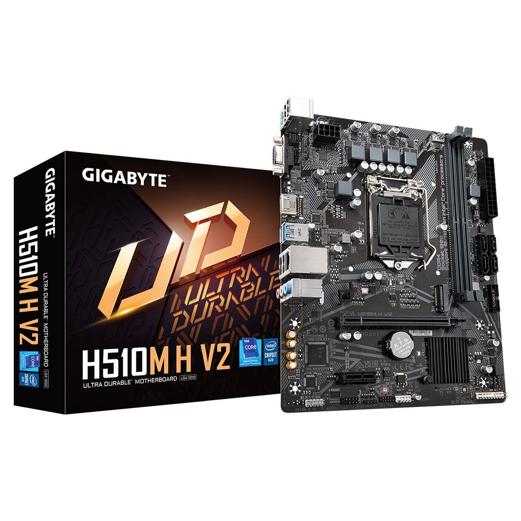 GIGABYTE H510M H V2, rev.1.0, 3200Mhz, 2xDDR4, M.2, D-SUB, HDMI, 10-11.Nesil, LGA1200 Soket, Anakart