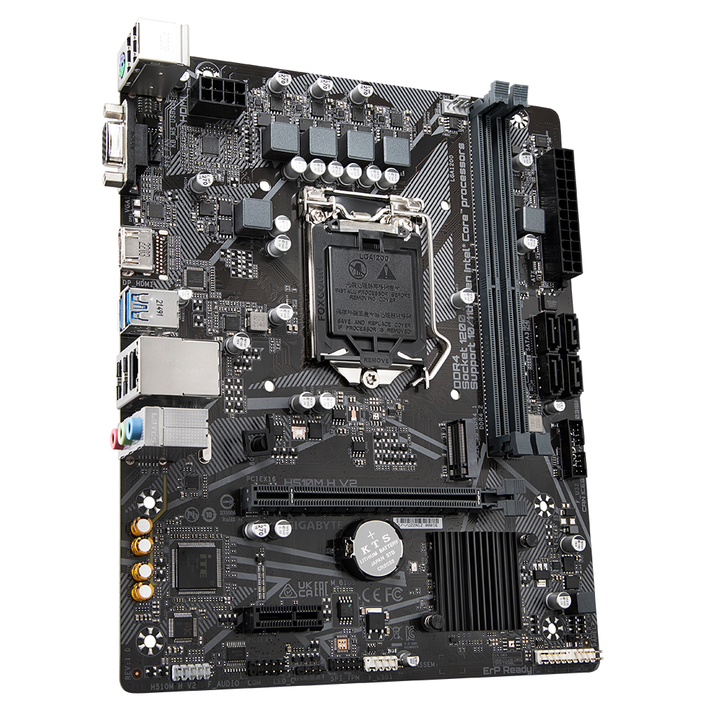 GIGABYTE H510M H V2, rev.1.0, 3200Mhz, 2xDDR4, M.2, D-SUB, HDMI, 10-11.Nesil, LGA1200 Soket, Anakart