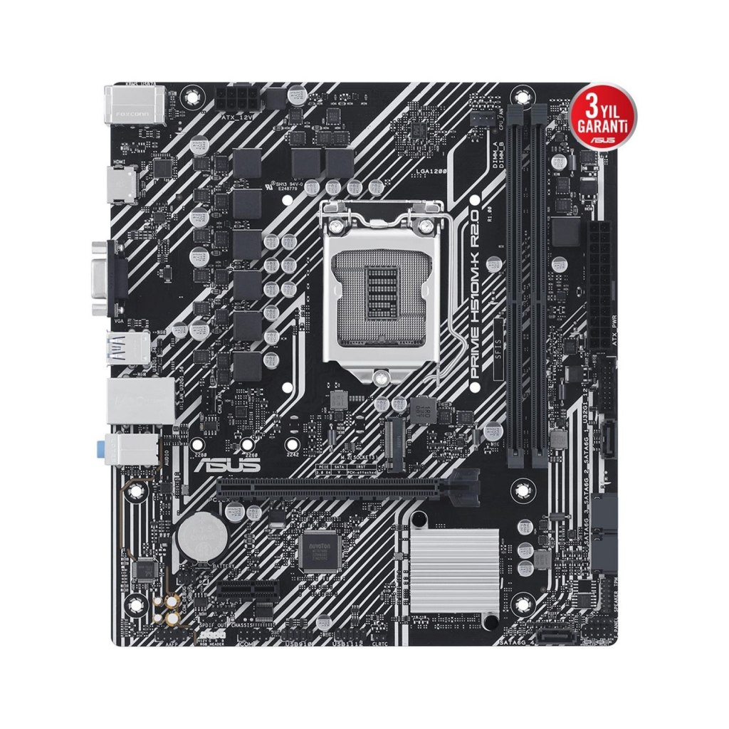 ASUS PRIME H510M-K R2.0, 2xDDR4, M.2, D-SUB, HDMI, 10-11.Nesil, LGA1200 Soket, Anakart