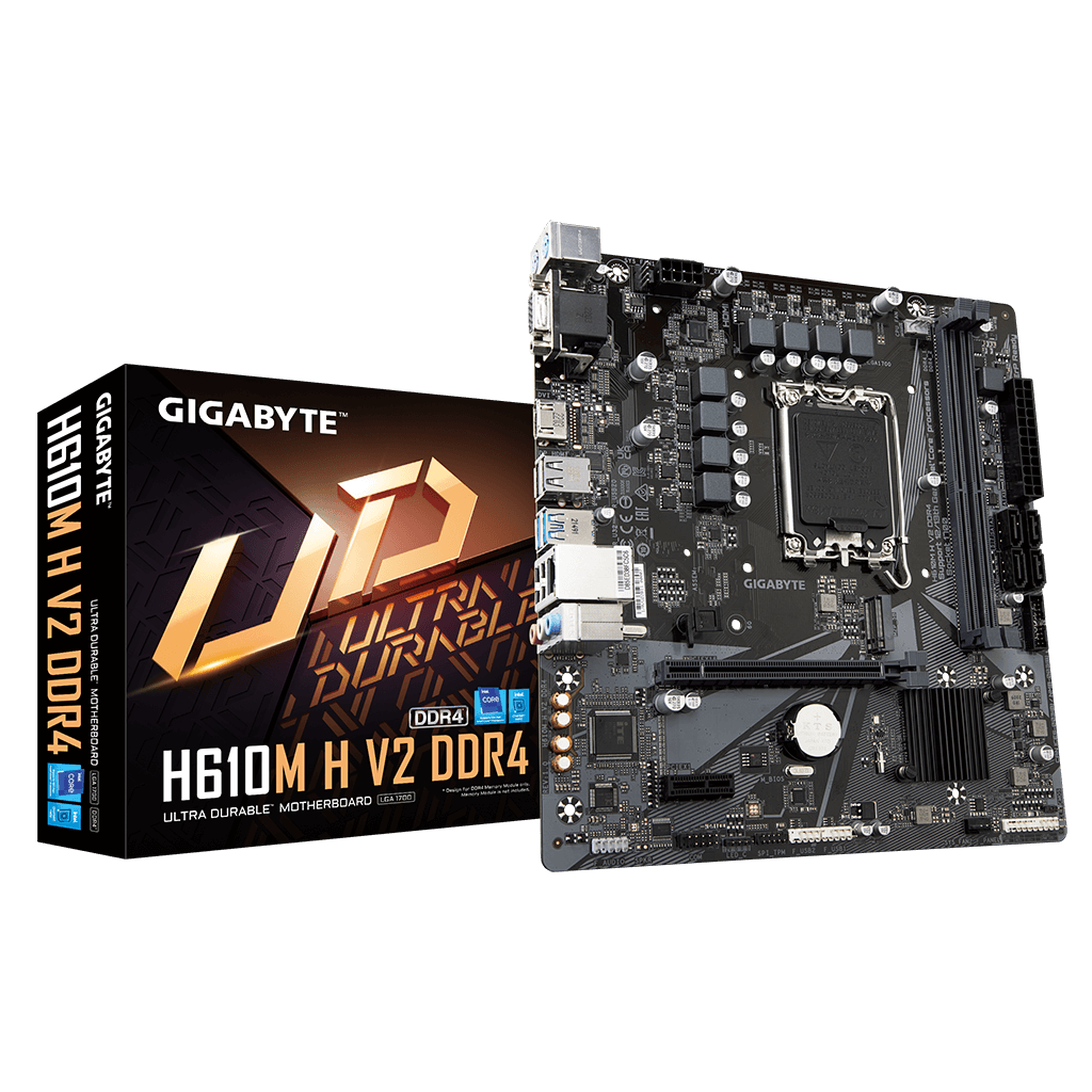 GIGABYTE H610M H V2 DDR4, rev1.0, 3200Mhz. 2xDDR4, M.2, D-SUB, HDMI, 12-13.Nesil, LGA1700 Soket, Anakart