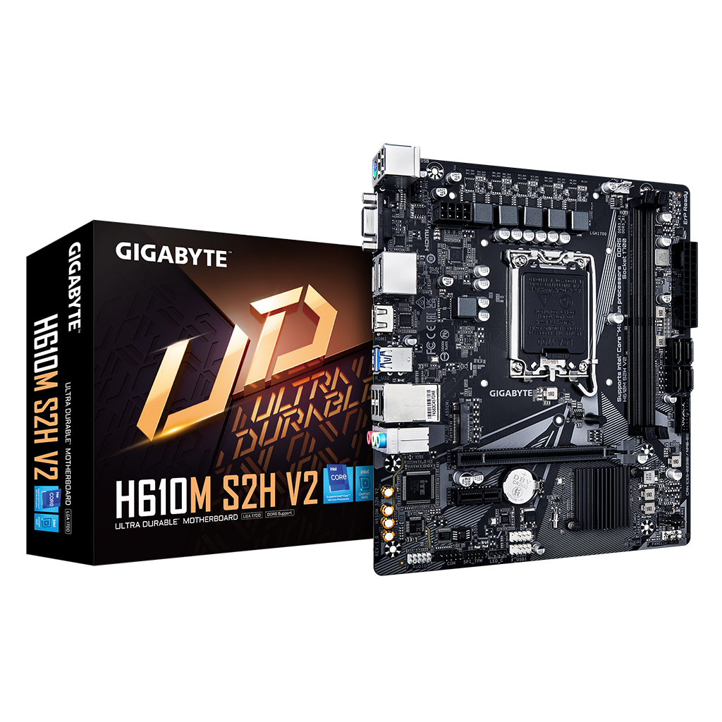 GIGABYTE H610M S2H V2, rev.1.0, 5600MHz, 2xDDR5, M.2, D-SUB, 2xDP, HDMI, 12-13-14.Nesil, LGA1700 Soket, Anakart