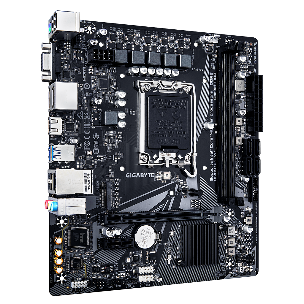 GIGABYTE H610M S2H V2, rev.1.0, 5600MHz, 2xDDR5, M.2, D-SUB, 2xDP, HDMI, 12-13-14.Nesil, LGA1700 Soket, Anakart