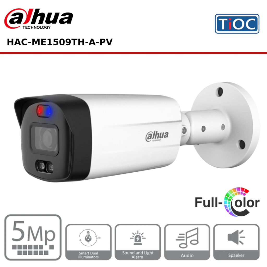 DAHUA HAC-ME1509TH-A-PV 5Mpix 40 Mt Gece Gör 3,6mm Lens, Full Color,4 IN 1, Dahili Mikrofon, IP67  Metal Bullet Kamera