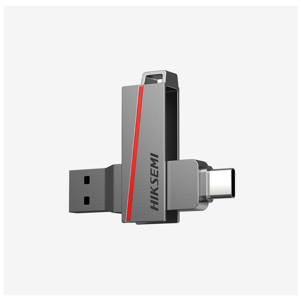 HIKSEMI Dual Slim, HS-USB-E307C, 128GB, USB 3.2, Type-C, Metal Kasa, Sağlam ve İnce Gövde, Flash Disk