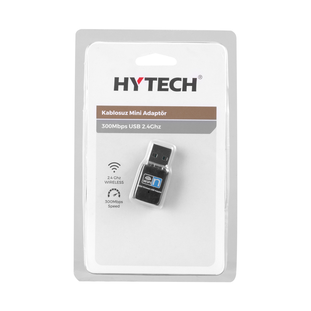 HYTECH HY-300N, 300Mbp, 2.4Ghz, Dahili Anten, USB2.0, WIRELESS, Mini ETHERNET