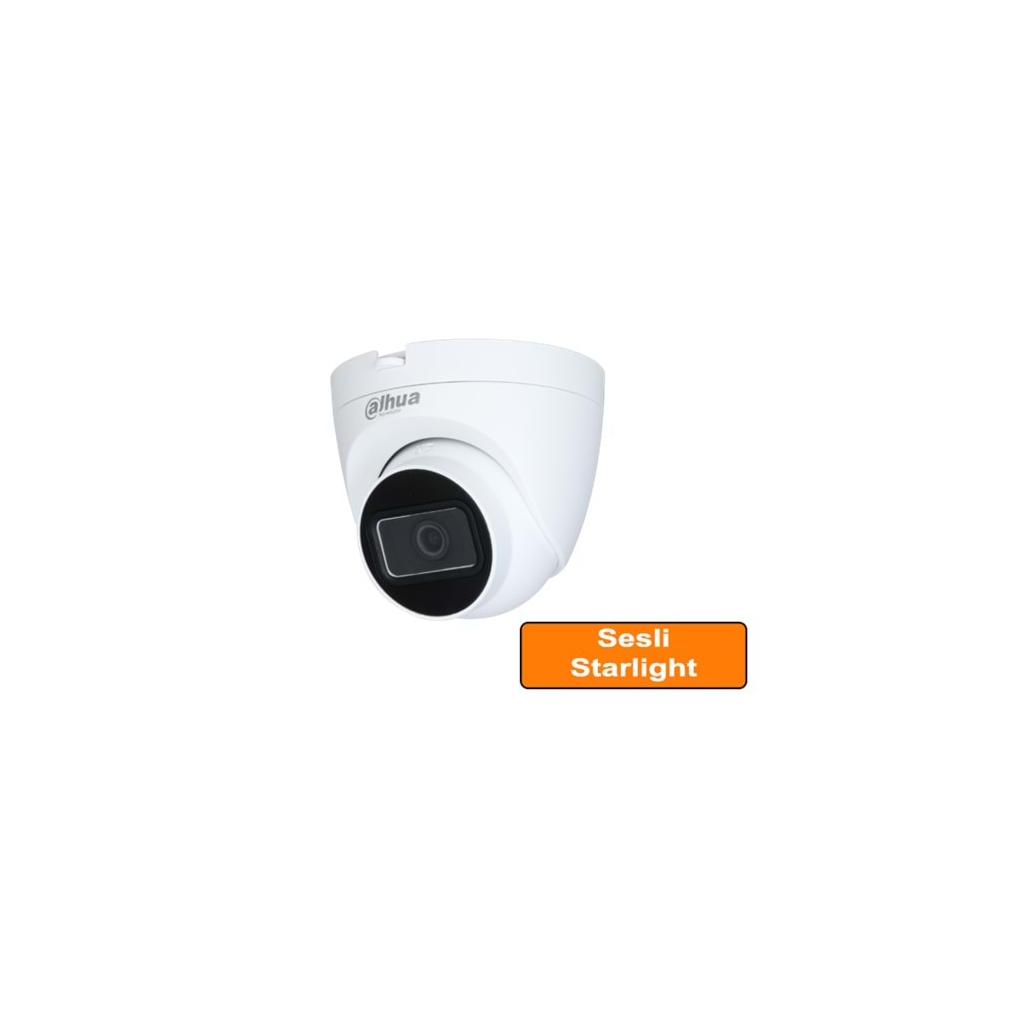 DAHUA IPC-HDW1230T-AS-0280B-S4  2Mpix, 2,8mm Lens, H265+, 30Mt Gece Görüşü, Starlight IP67, Mikrofonlu, PoE Dome IP Kamera