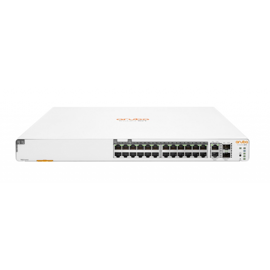 HP Aruba Instant On JL807A 1960-24G, 24Port POE 370W GigaBit, 2XGT, 2 Port GigaBit SFP, Yönetliebilir, Rack Mount Switch