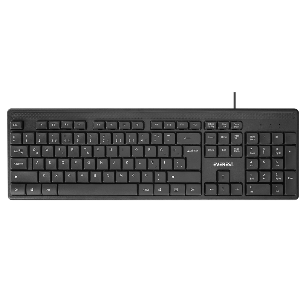 EVEREST KB-1002, USB Kablolu, Türkçe Q, Standart Klavye (Siyah)