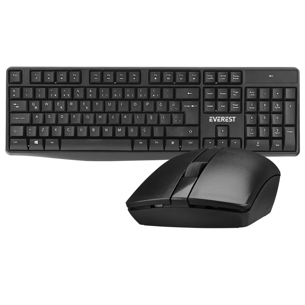 EVEREST KM-7500, Siyah, Türkçe Q, Kablosuz, Klavye Mouse Set