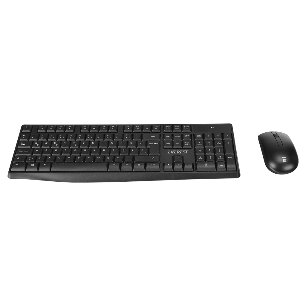 EVEREST KM-7500, Siyah, Türkçe Q, Kablosuz, Klavye Mouse Set