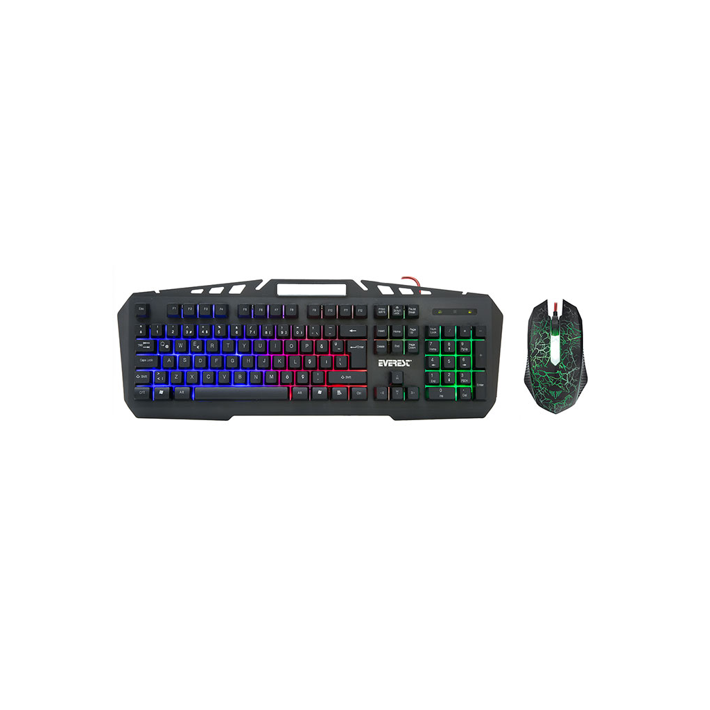 EVEREST KMX-99, Rainbow Işıklı, Türkçe Q, USB Kablolu, Gaming, Klavye Mouse Set