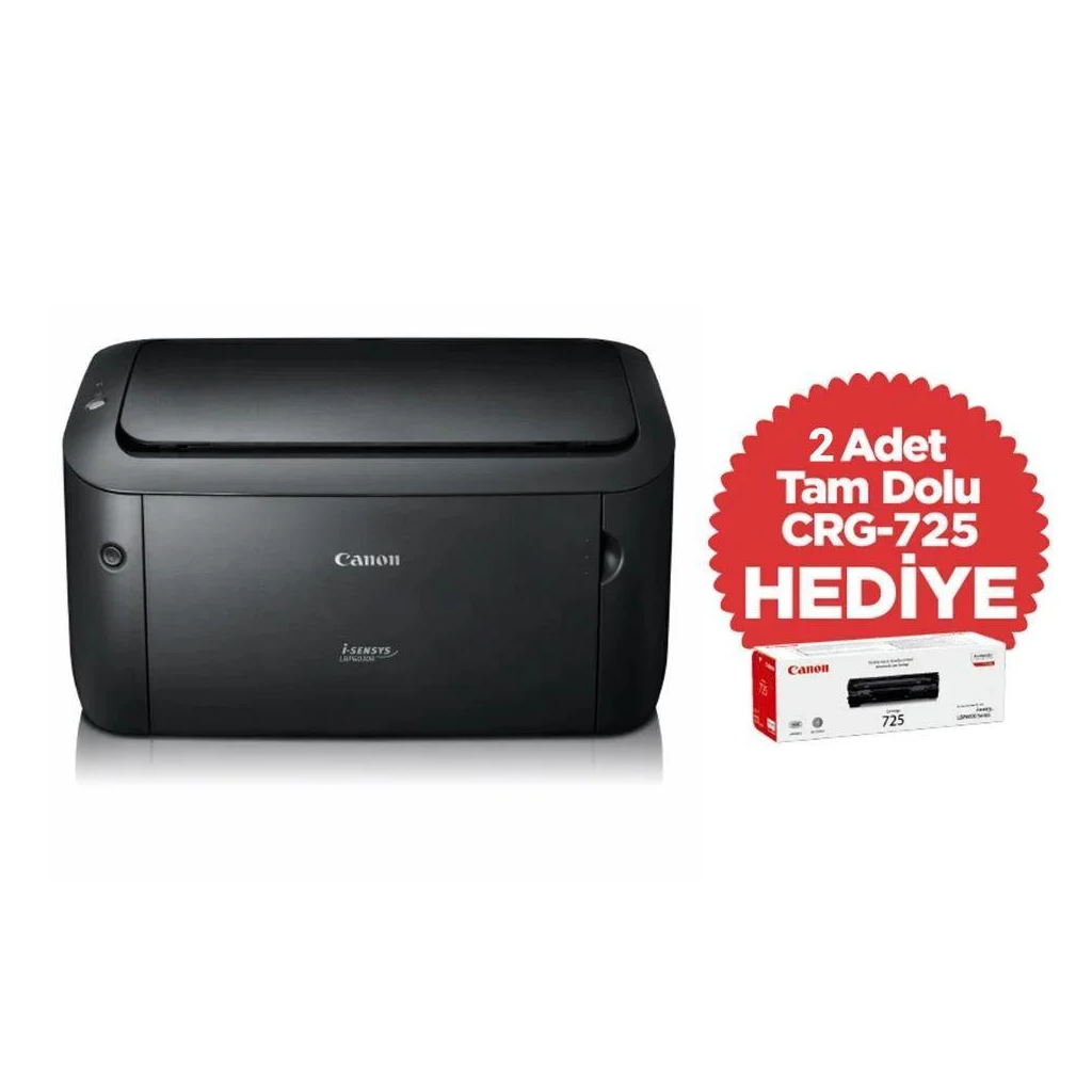 CANON i-SENSYS LBP6030B, Lazer Yazıcı (Siyah), Orjinal +2adet CRG725 Toner Hediyeli (Dakikada 18 Sayfa)