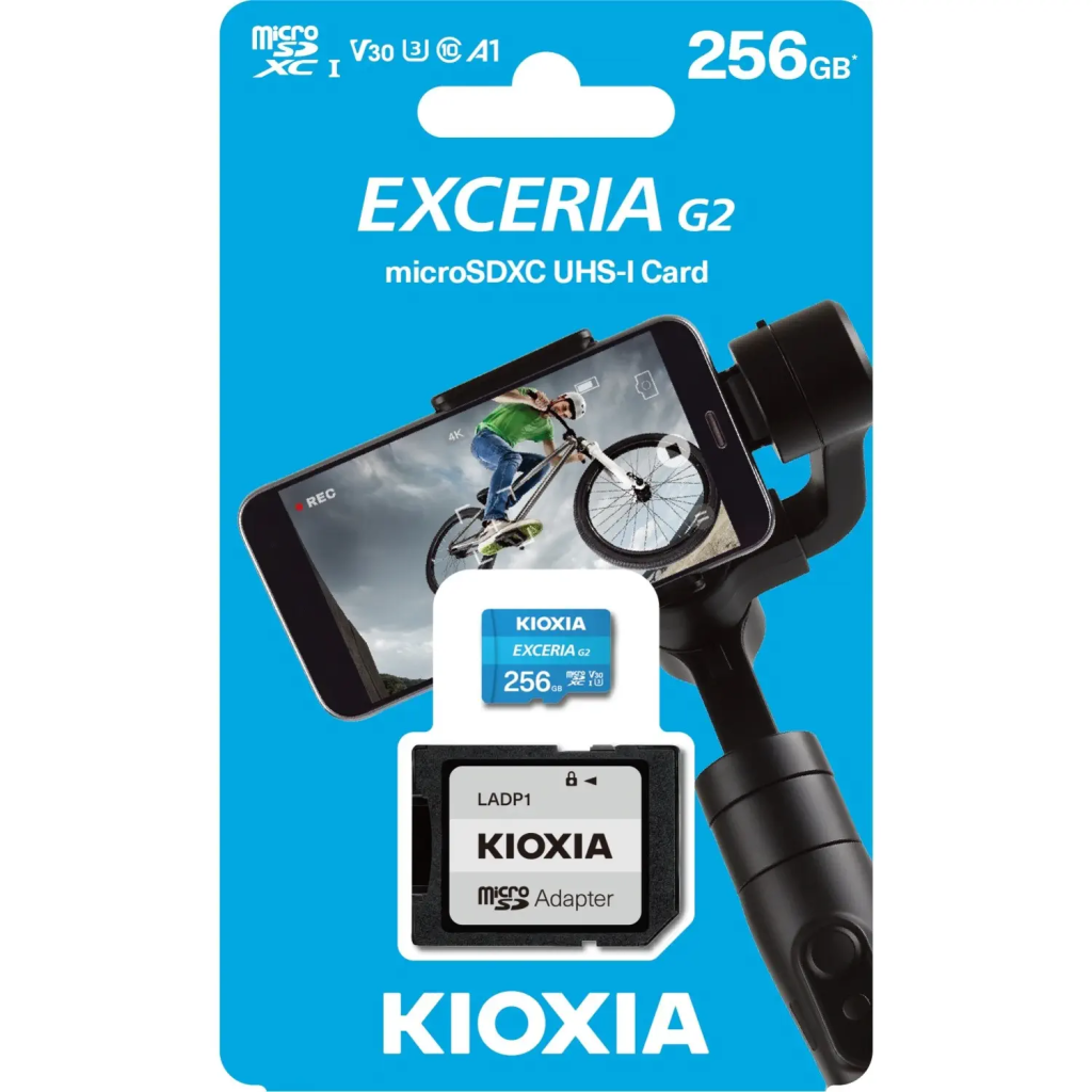 KIOXIA 256GB ExceriaG2, LMEX1L256GG2, U1 V30 4K,  CL10, 100Mb/s, MicroSD Kart Bellek (SD Adaptörlü)