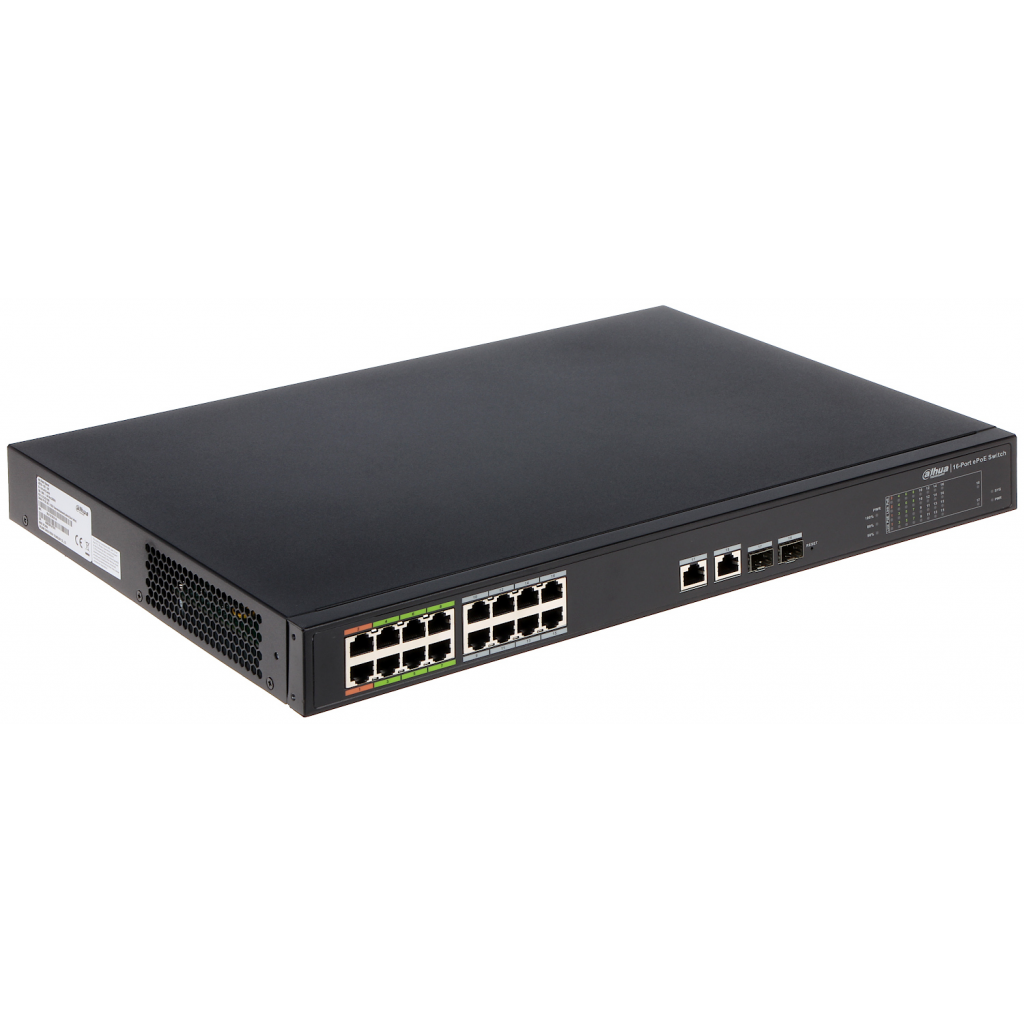 DAHUA LR2218-16ET-240, 18Port, Megabit, 16 Port Megabit PoE 240W, 2Port Gigabit, 2 Port Gigabit SFP, Endüstriyel, Yönetilebilir, Rack Mount Switch