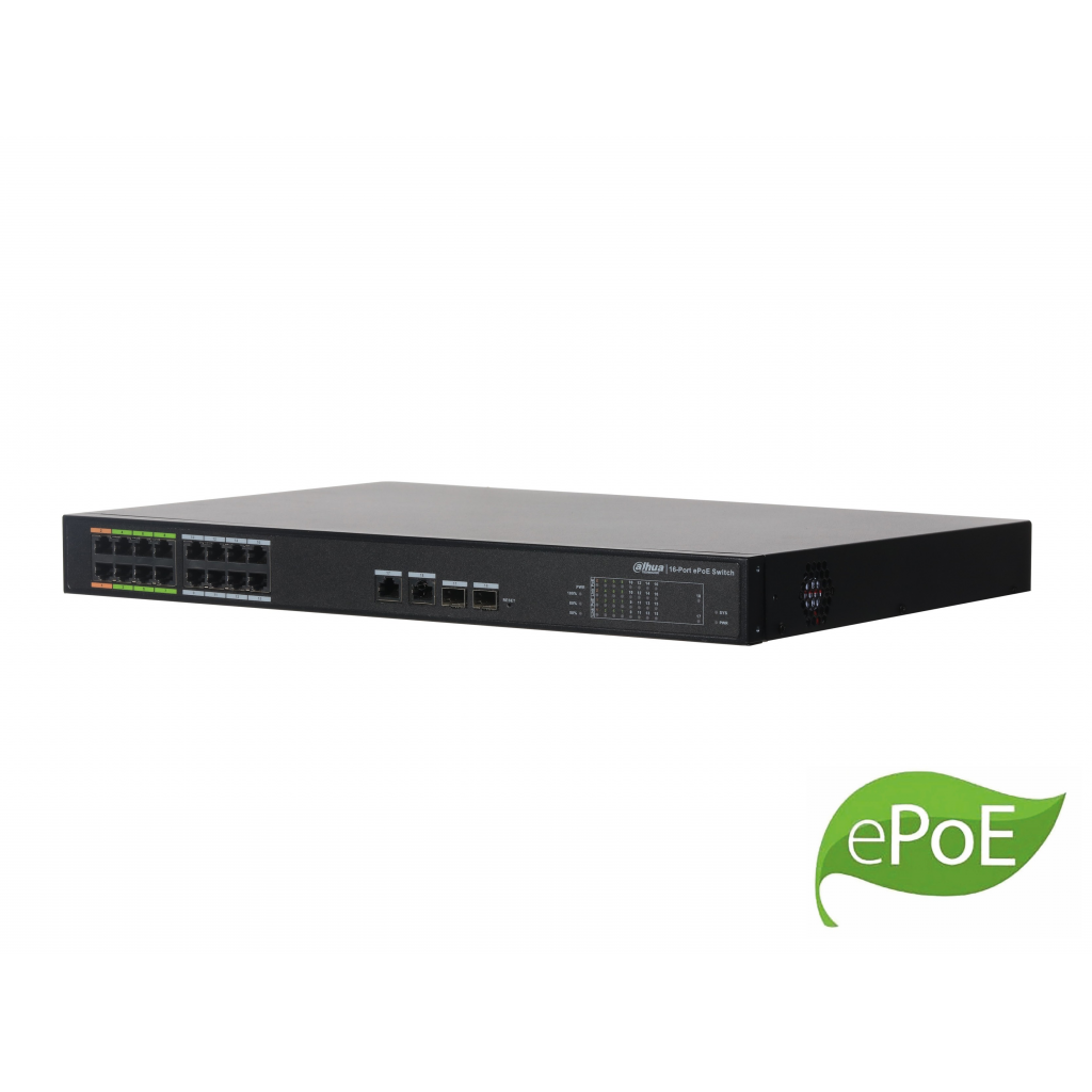 DAHUA LR2218-16ET-240, 18Port, Megabit, 16 Port Megabit PoE 240W, 2Port Gigabit, 2 Port Gigabit SFP, Endüstriyel, Yönetilebilir, Rack Mount Switch