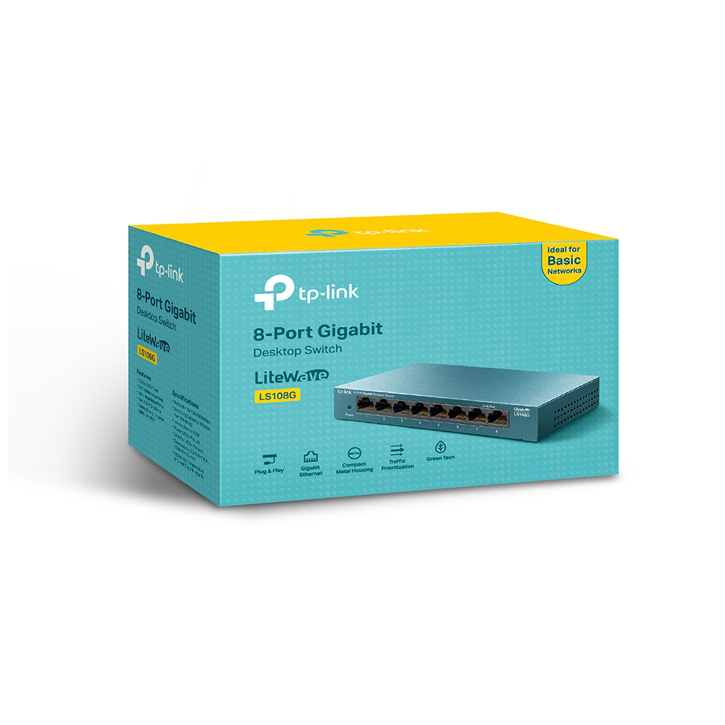 TP-LINK LS108G, Green Tech, 8 Port GigaBit, Yönetilemez, Masaüstü Switch