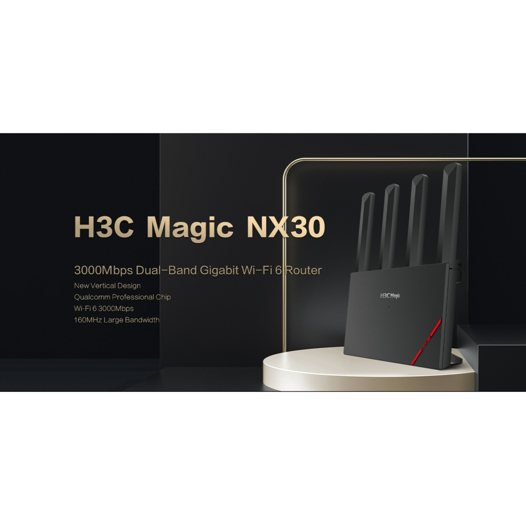 H3C Magic NX30, Dual Band, WiFi 6, 3000Mbps, 4Port GigaBit, 4ad Anten, Masaüstü, Router
