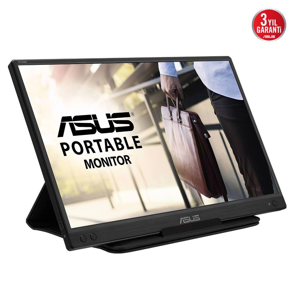 ASUS ZenScreen MB166C 15.6&quot; 5ms, 60Hz, Full HD, USB-C, Düşük Mavi Işık, FreeSync, IPS Panel, Taşınabilir USB Monitör