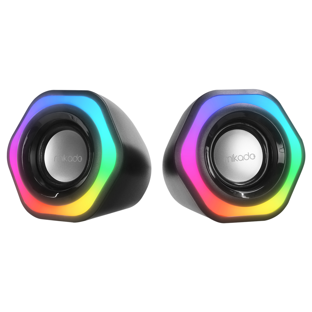 MIKADO MD-176, 6W, 1+1, Masaüstü, RGB Aydınlatma, USB, Siyah Kasa, Speaker