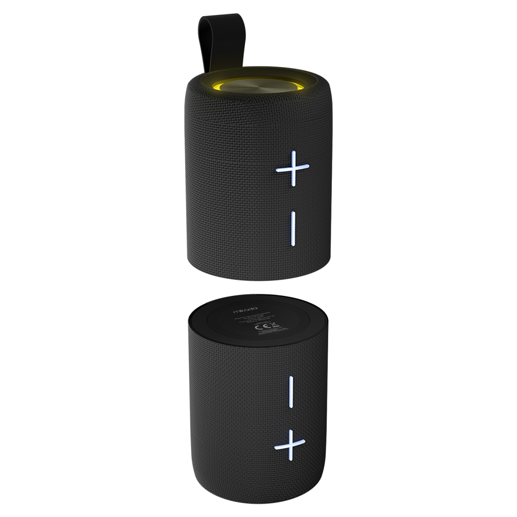 MIKADO MD-51BT, 20W, Taşınabilir, AUX/BT/TF/TWS, RGB Işıklı, 1800mAh + 1800mAh, IPX66 Su Geçirmez, Mıknatıslı, Ayrılabilir 2 Parça, Bluetooth Speaker (Siyah)