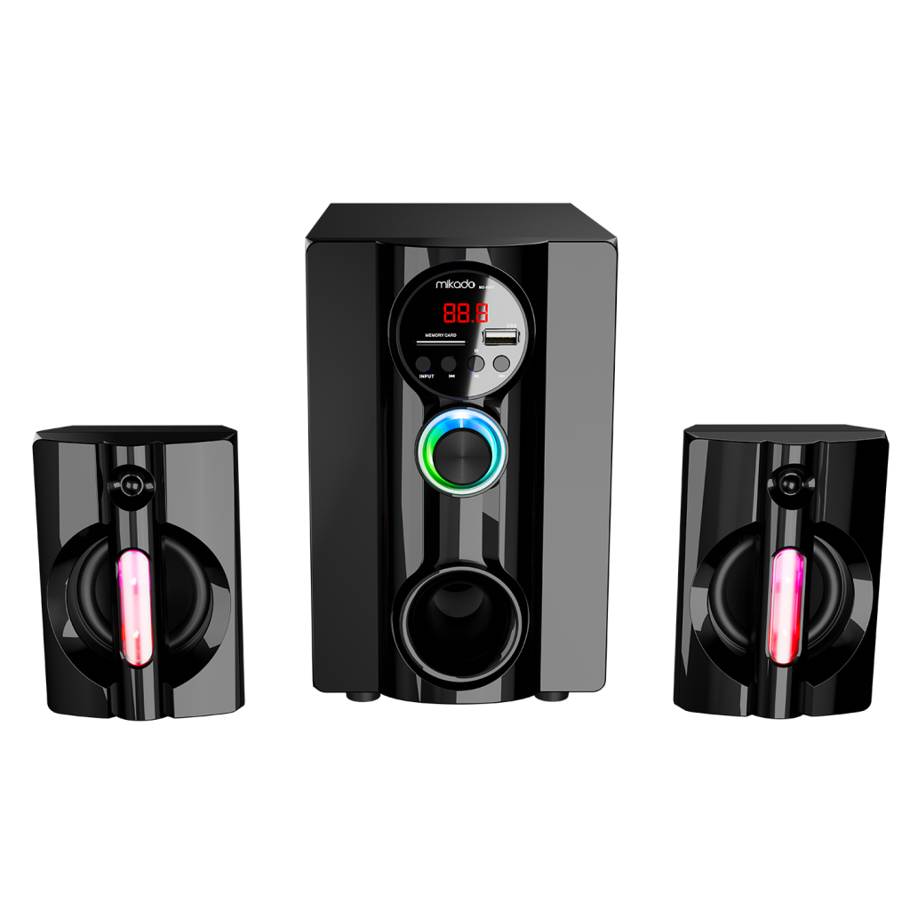 MIKADO MD-95BT, 20W, 2+1, Masaüstü, FM/BT/SD/USB, RGB Aydınlatma, Siyah Kasa, Speaker