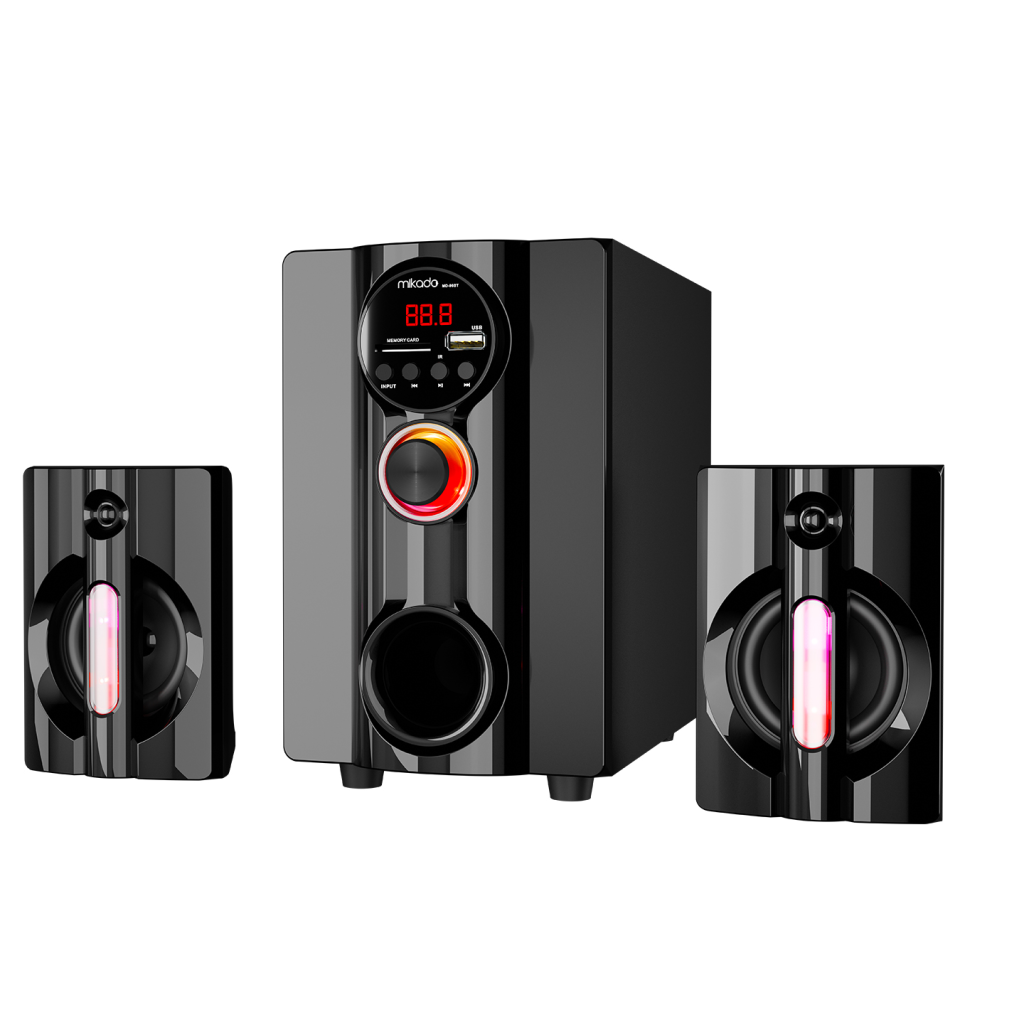 MIKADO MD-95BT, 20W, 2+1, Masaüstü, FM/BT/SD/USB, RGB Aydınlatma, Siyah Kasa, Speaker