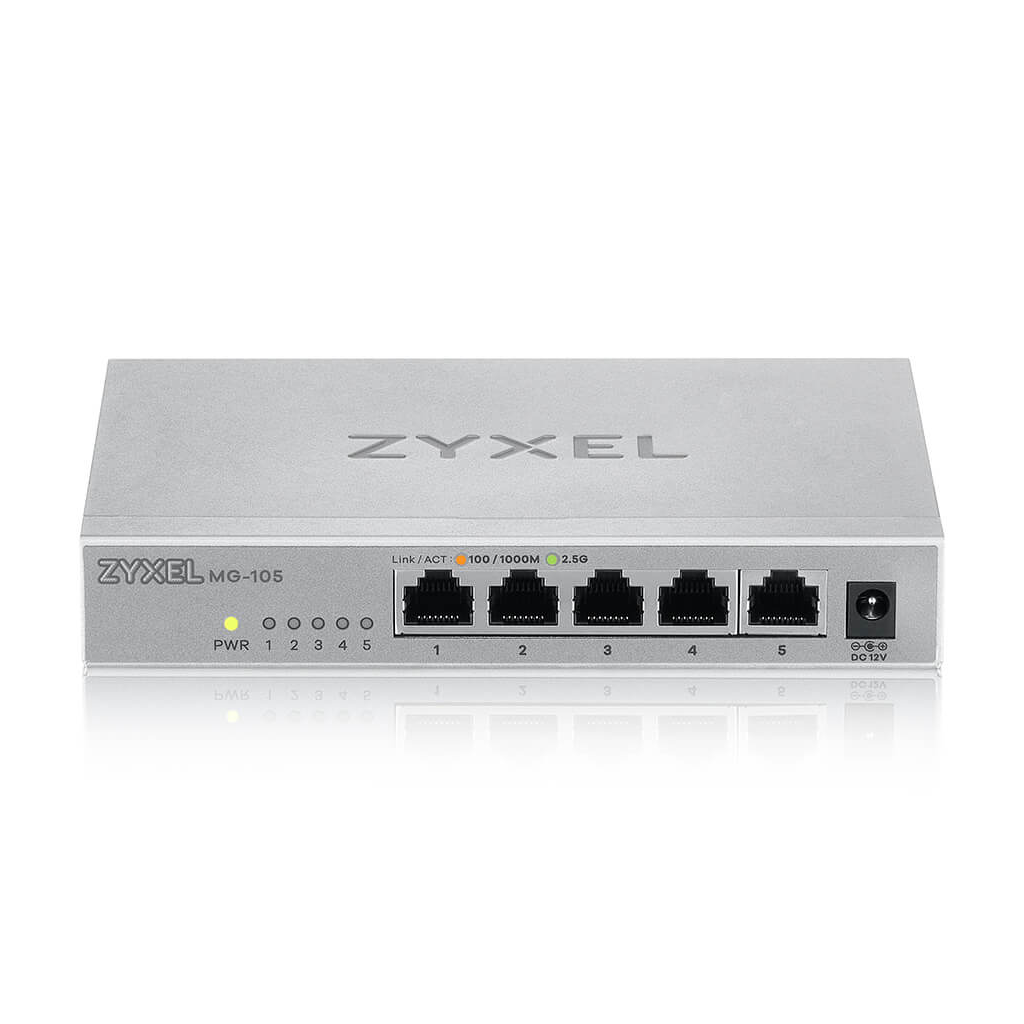 ZyXEL MG-105, 5 Port, GigaBit, Metal Kasa, Yönetilemez, Masaüstü Switch