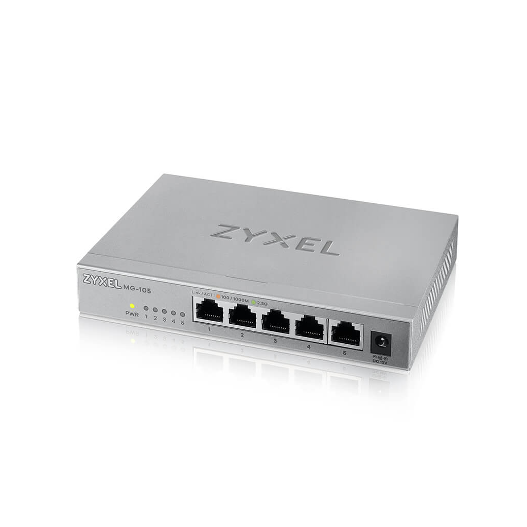ZyXEL MG-105, 5 Port, GigaBit, Metal Kasa, Yönetilemez, Masaüstü Switch