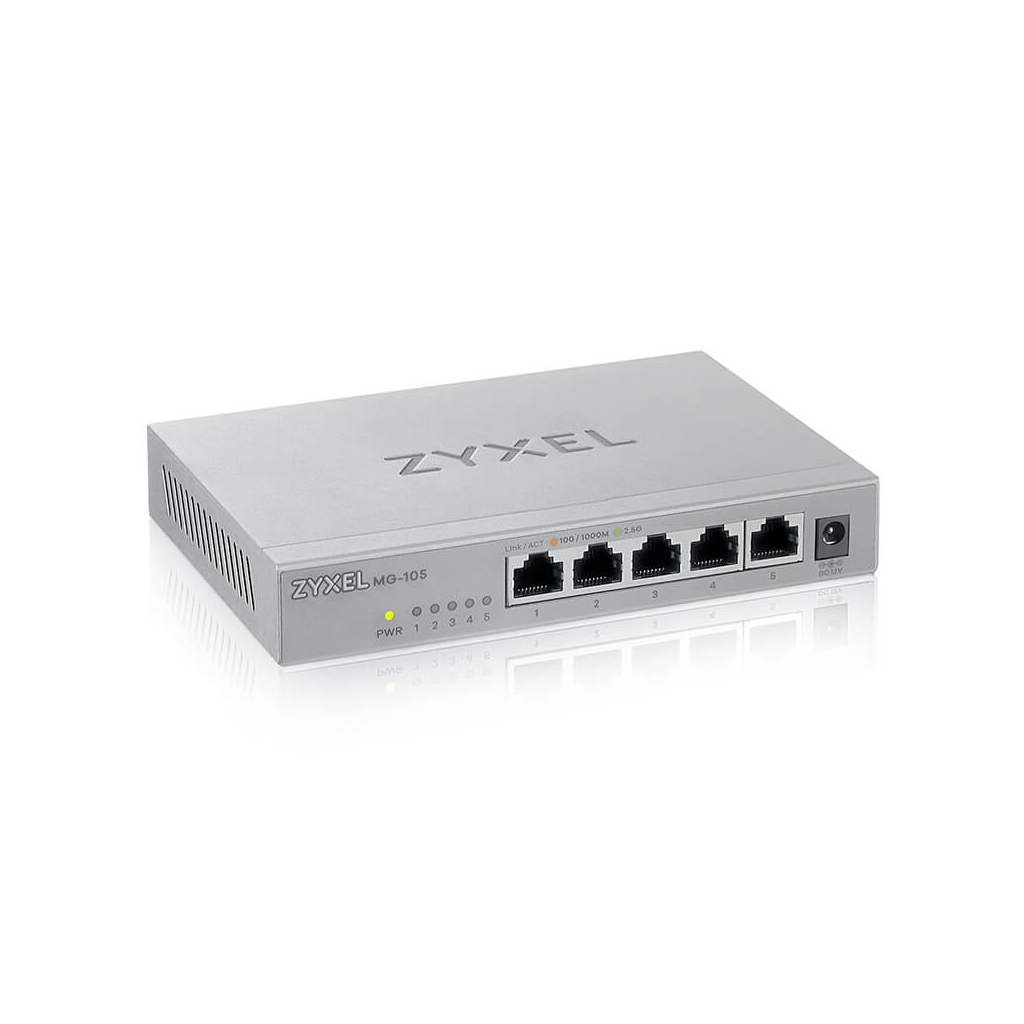 ZyXEL MG-105, 5 Port, GigaBit, Metal Kasa, Yönetilemez, Masaüstü Switch