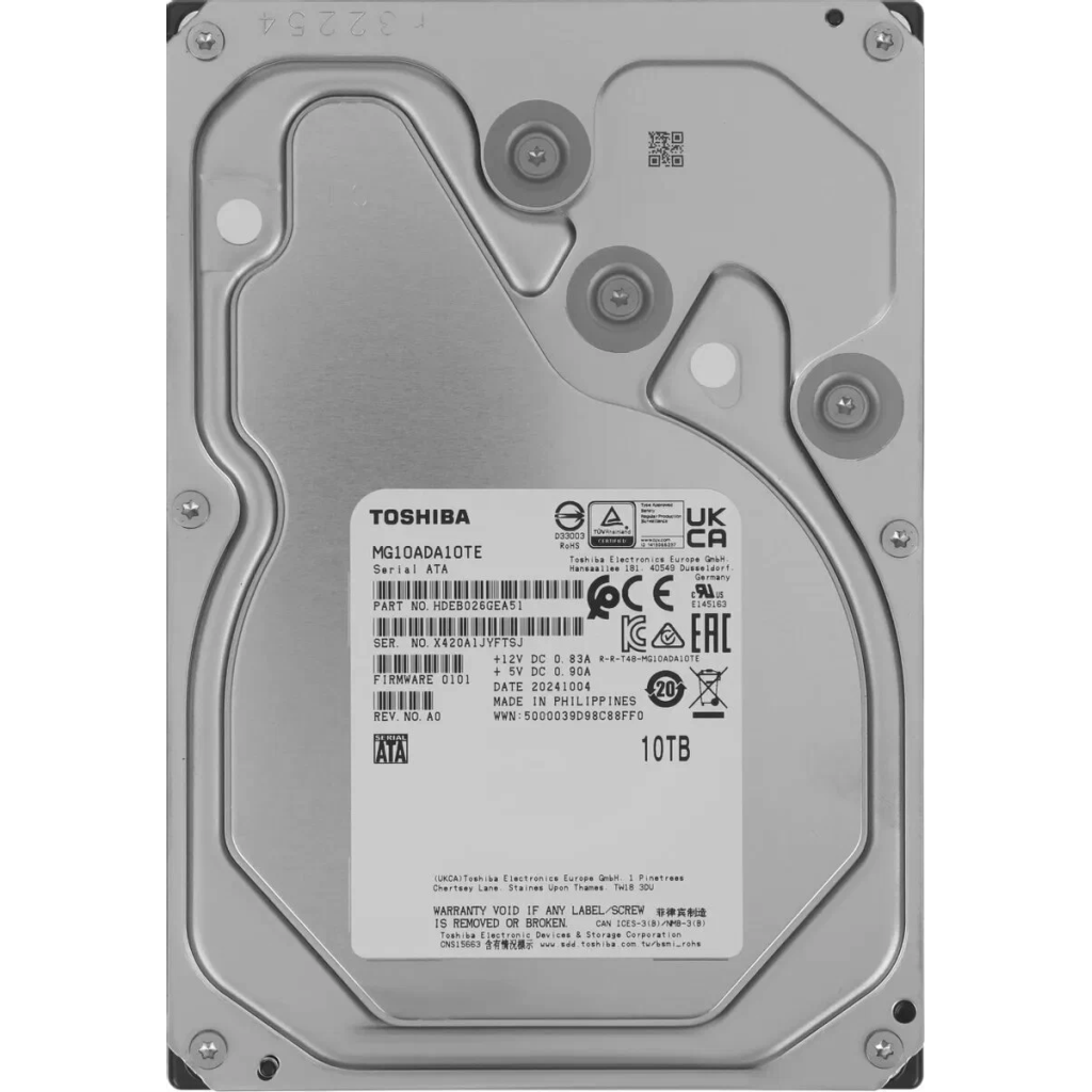 TOSHIBA ENTERPRISE, MG10ADA10TE, 3.5", 10TB, 512Mb 7200 Rpm, 7/24 Güvenlik, Data Center, Nas, Server, HDD (Türkiye Distribütörü Garantili)