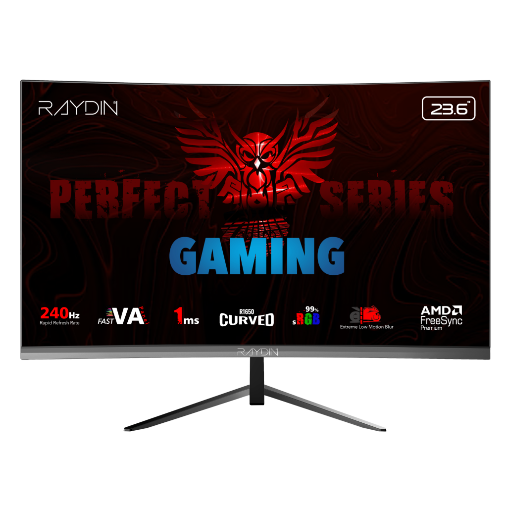 RAYDIN MM24RFA-240HZ, 23.6", 1ms, 240Hz, Full HD, HDMI, DP, Hoparlör, VA LED, R1650 Curved, Frameless, FreeSync Gaming Monitör