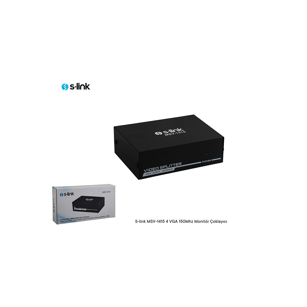 S-Link MSV-1415, 4xVGA, D-Sub Monitör Çoklayıcı, 150Mhz (1PC-4Monitör)