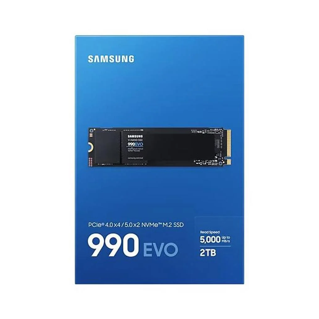 SAMSUNG MZ-V9E2T0BW, 990 EVO, 2TB, 5000/4200, Gen4, NVMe PCIe M.2 2280, SSD (Türkiye Distribütörü Garantili)