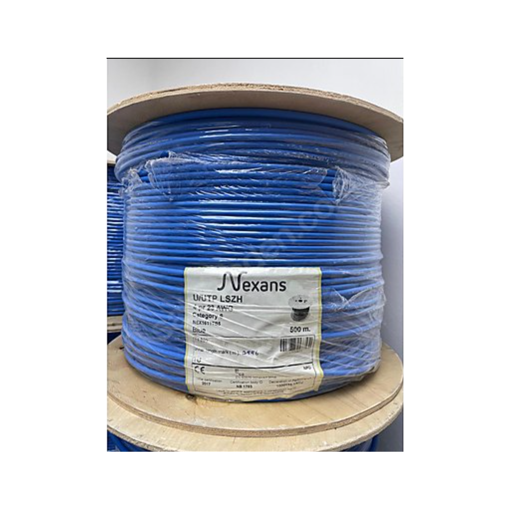 NEXANS NEX1611TB5, MAVİ, CAT6, 500M, 23AWG (0,58mm), UTP, %100 Bakır, LSZH Halogen Free, Makara, Kablo