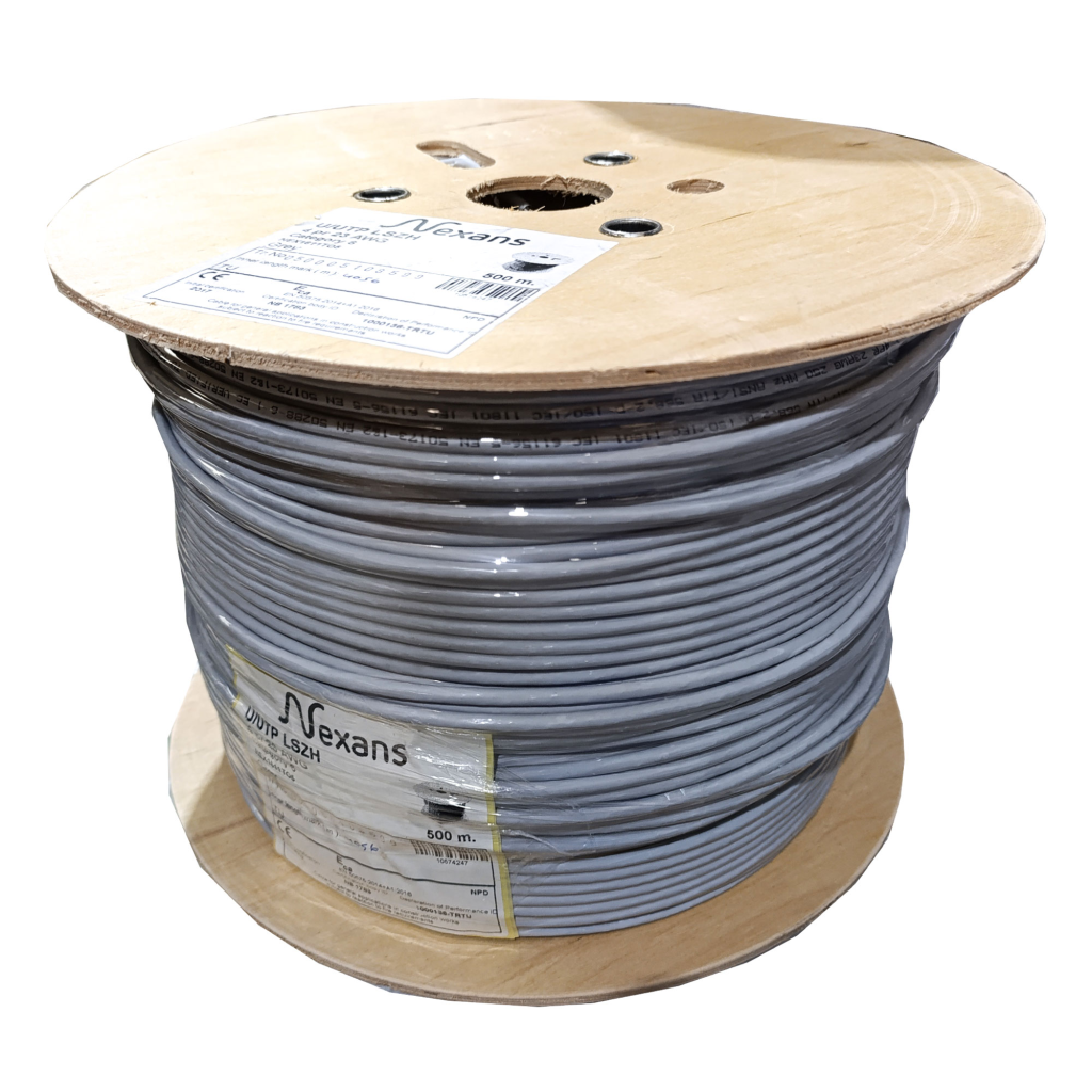 NEXANS NEX1611TO5, GRİ, CAT6, 500M, 23AWG (0,58mm), UTP, Yüzde Yüz Bakır, LSZH Halogen Free, Makara, Kablo