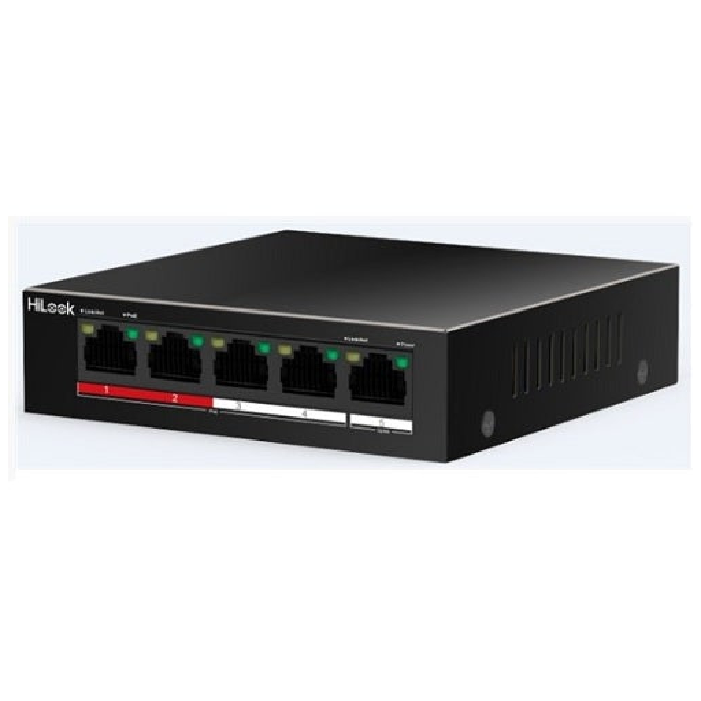 HILOOK NS-0105P-35(B), 5 Port, Megabit, 4 Port PoE, 35W, +1 Port Megabit Uplink, Long Range 250Metre, Yönetilemez, Masaüstü Switch