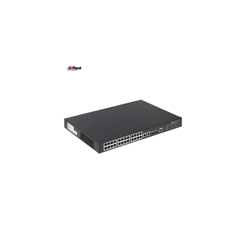 DAHUA PFS3228-24GT-360, 24 Port, GigaBit, 24 Port PoE, 360W, +2 Port Combo SFP, +2 Port GigaBit Uplink, Rack Mount Switch